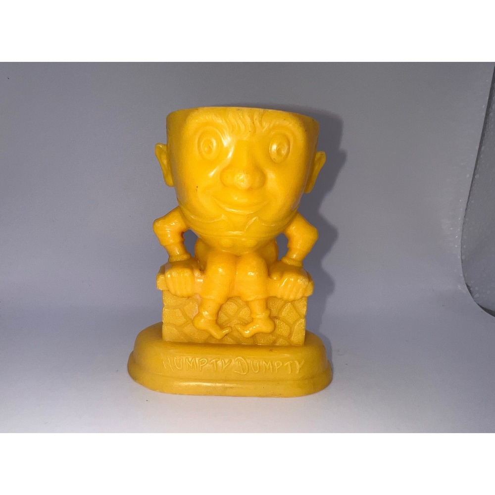 Vintage Plastic Yellow Humpty Dumpty Figurine Missing Hat Nursery Rhymes MCM